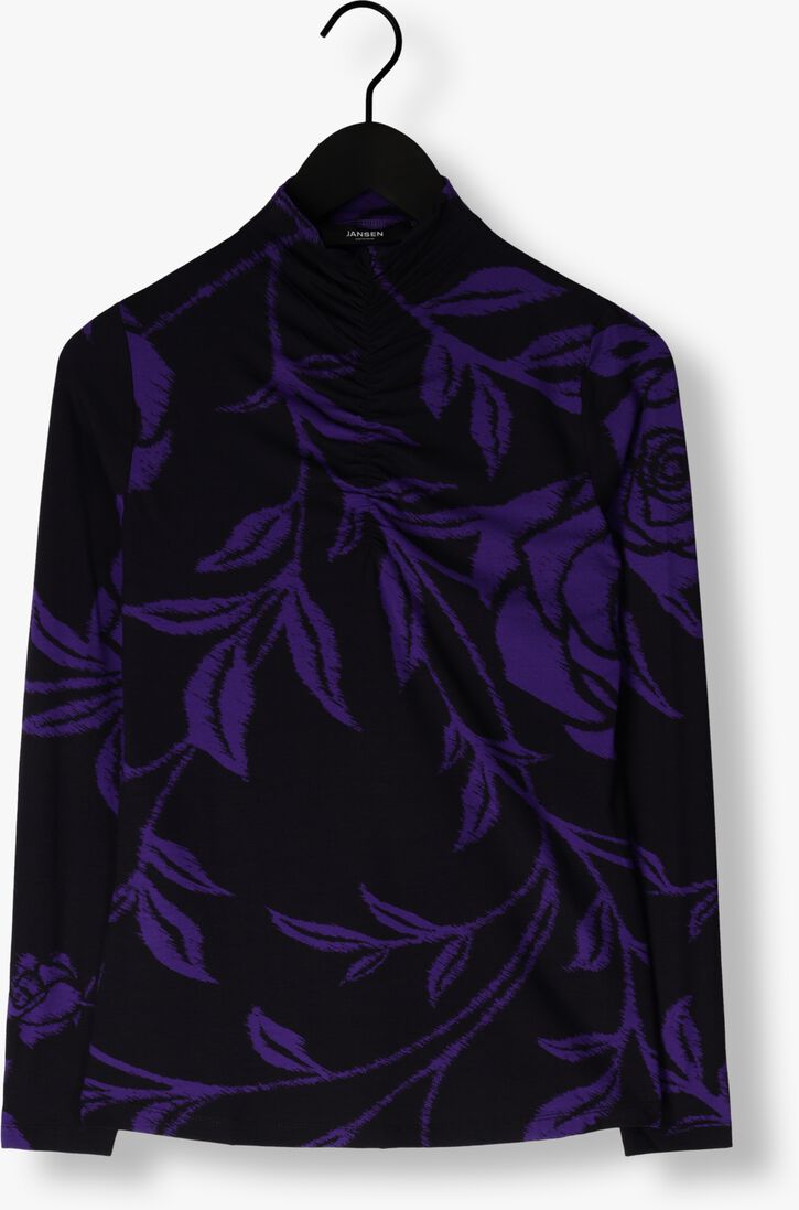 JANSEN AMSTERDAM paarse jansen amsterdam  vbf101 jersey print top with wrinkling at turtle neck