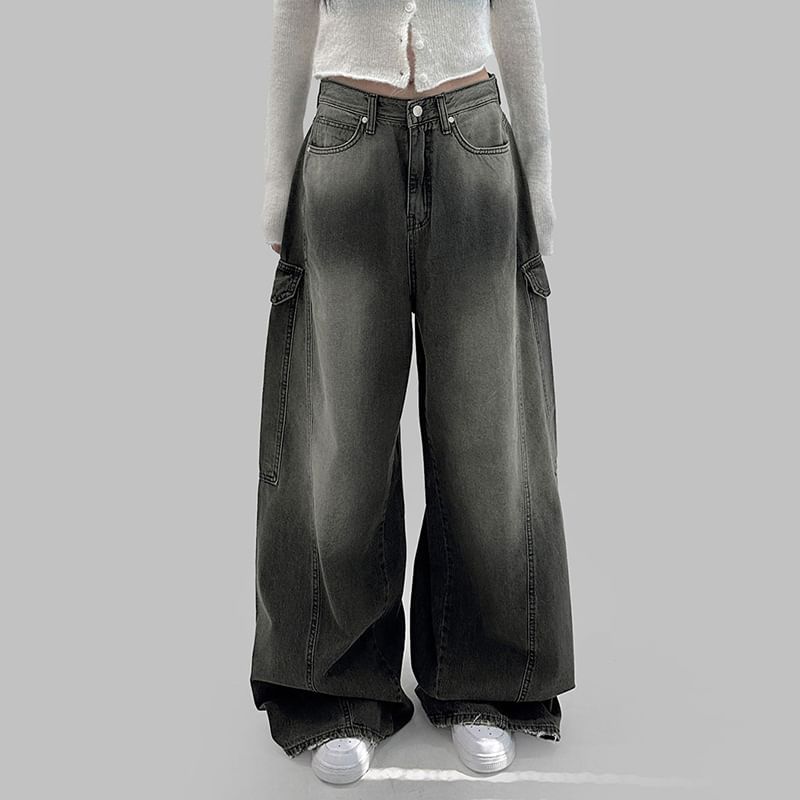 Sosana - Low Rise Washed Loose-Fit Wijde Jeans