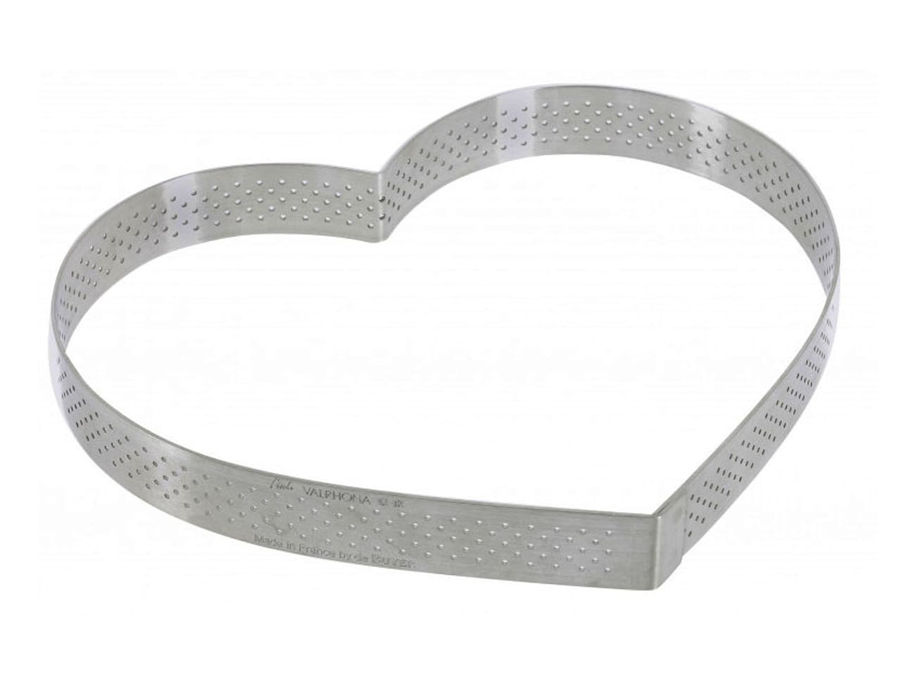 Cercle à tarte perforé inox - forme coeur - Ø 22 cm - De Buyer