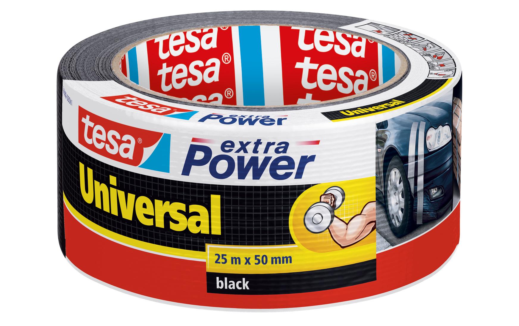 Gewebeband extra Power Universal Schwarz - 25 m x 50 mmKlebeband mit extra starkem Halt – Duct Tape für Reparaturen, zum Befestigen, Abdichten und mehr
