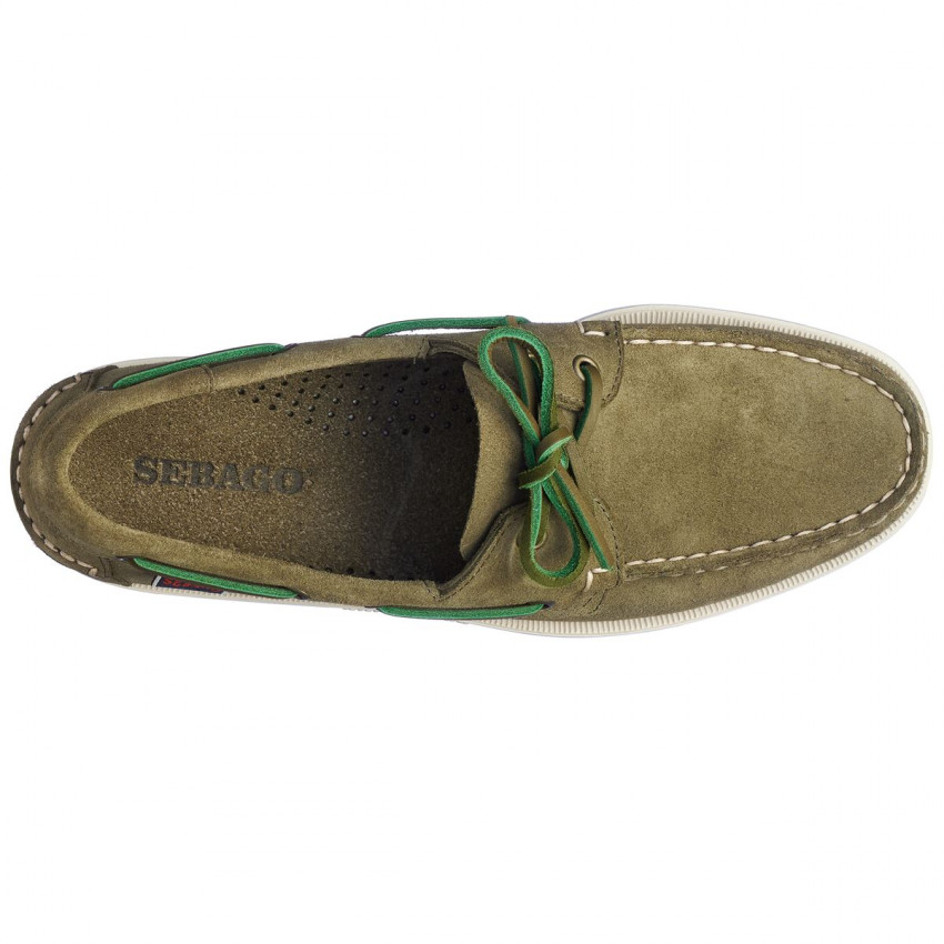 DOCKSIDES PORTLAND FLESH OUT Green Military-Chaussures bateau pour homme en suede Portland