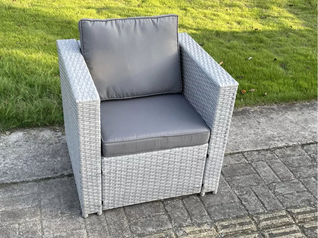 Mobilier de jardin extérieur Fauteuil PE Rotin Canapé Gris Clair