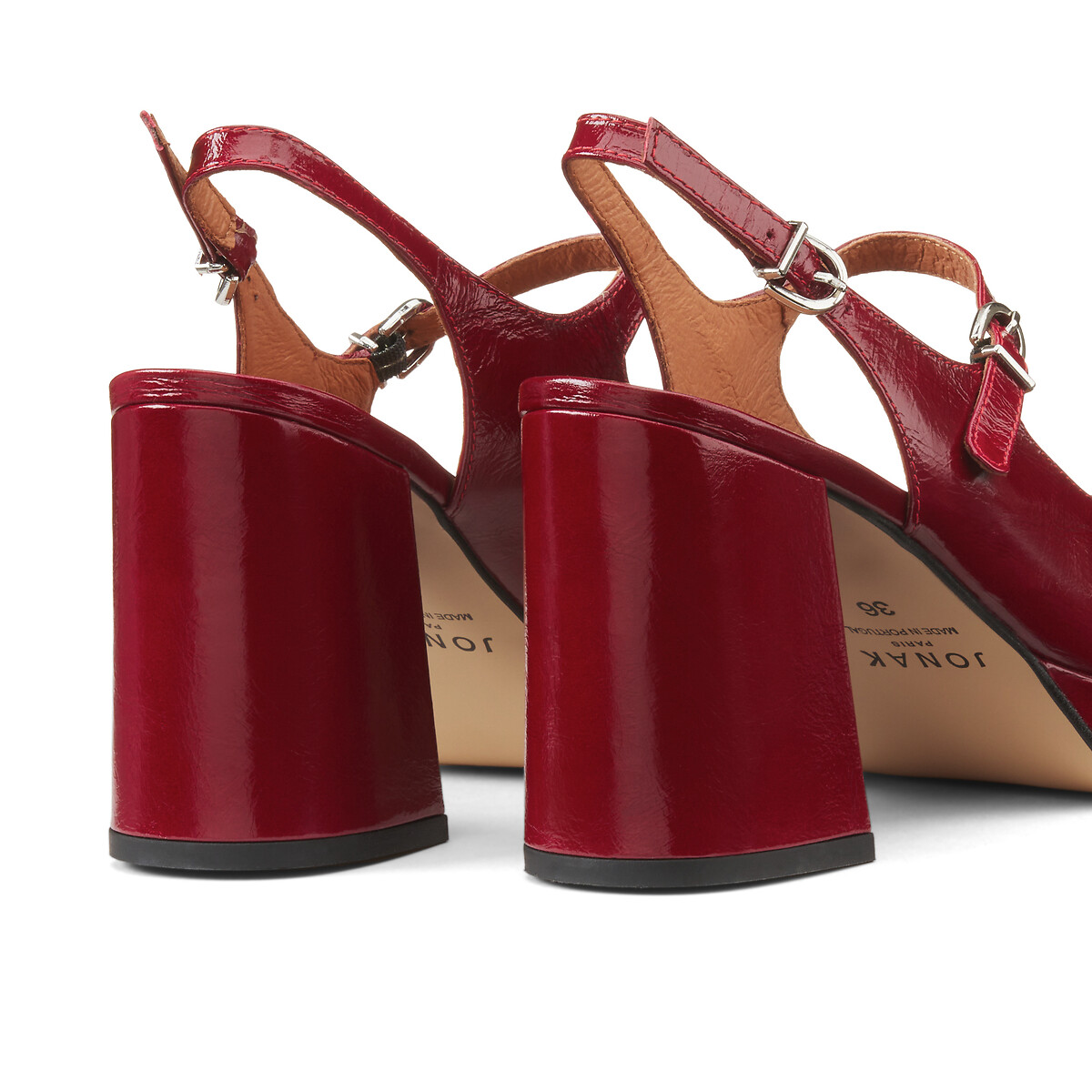 JONAK<br>Sapatos slingback em couro brilhante Vador