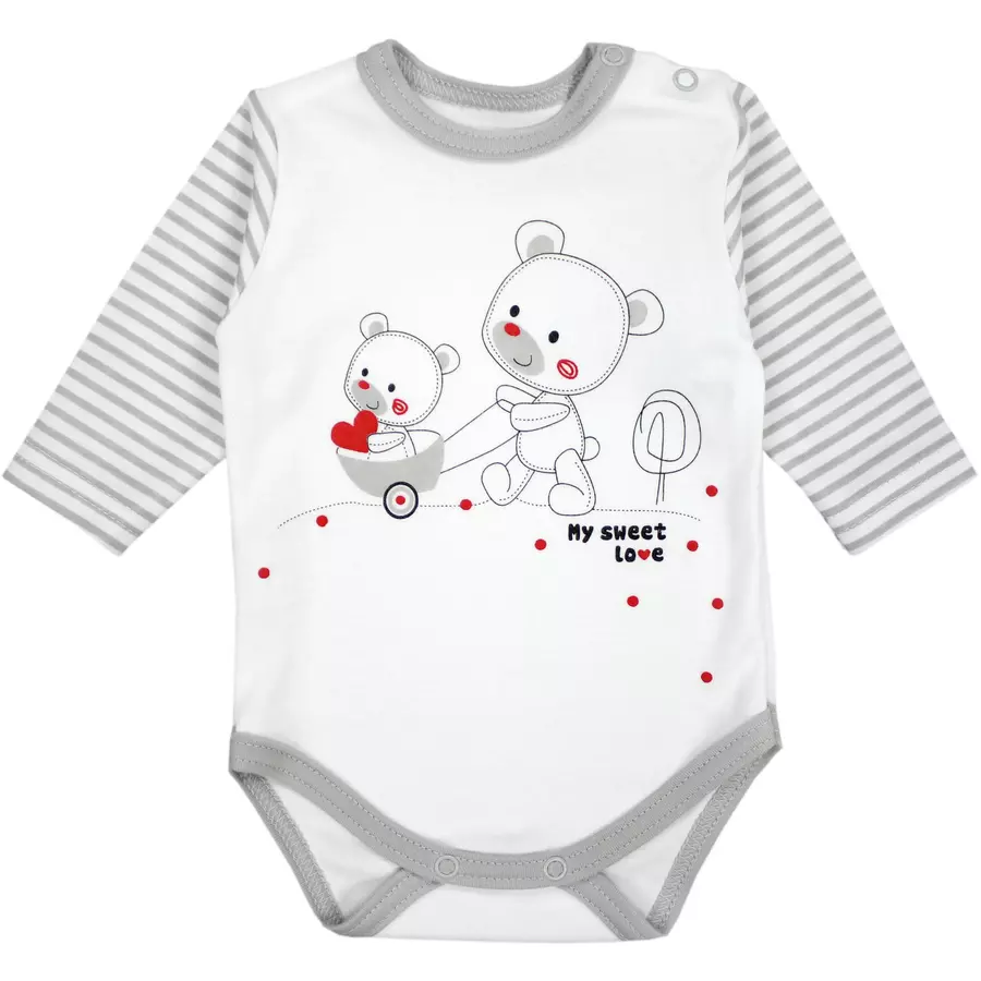TupTam Baby Bekleidungsset Langarmbody Hose Mütze3 teilig graubeige