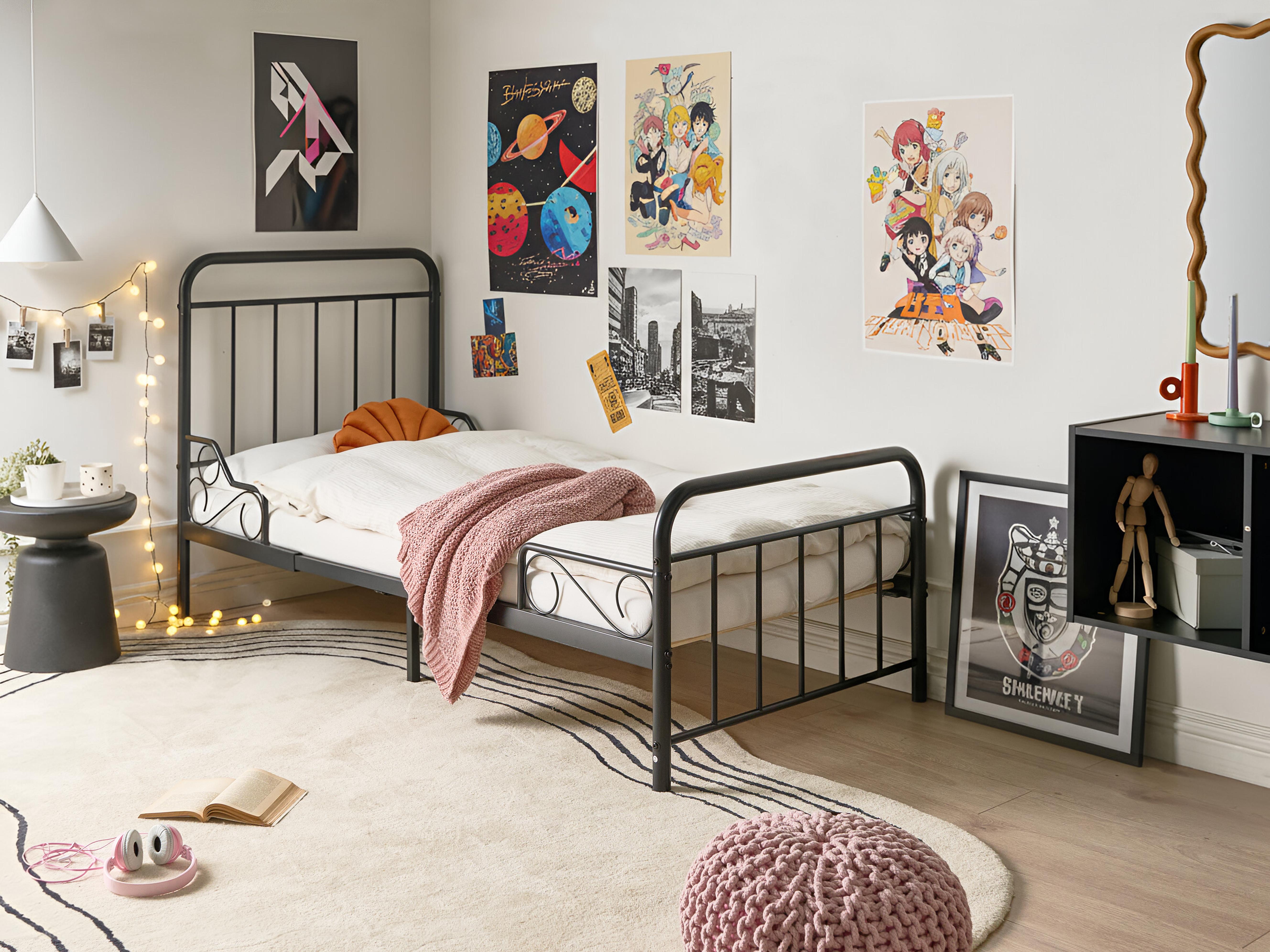 Uitschuifbaar kinderbed Metaal ANAIS 90 x 200 cm Zwart