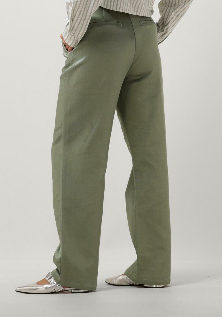 COLOURFUL REBEL groene colourful rebel pantalon wende satin pintuck low pants