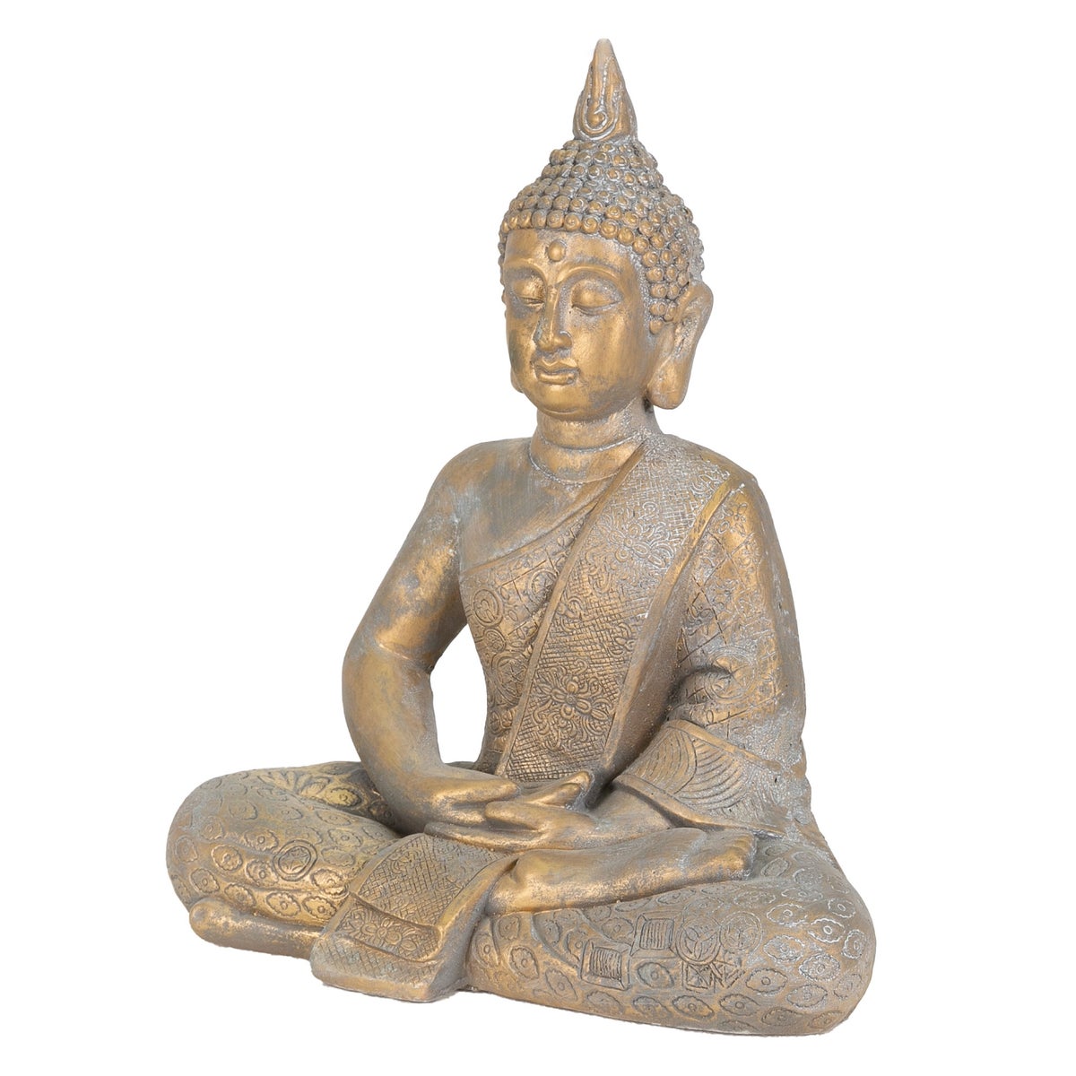 ECD Duitsland Boeddhabeeld, zittend, 48 cm hoog, gemaakt van weerbestendig polyresin, brons, Feng Shui, Boeddhabeeld als decoratie voor huis, appartement en tuin, tuinbeeld, decoratief figuur, sculptuur voor binnen en buiten