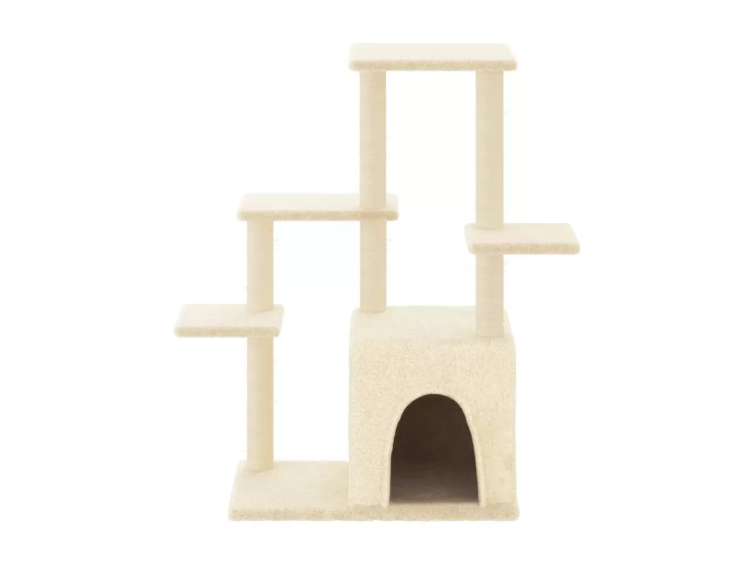 Arbre à chat avec griffoirs en sisal crème 97,5 cm