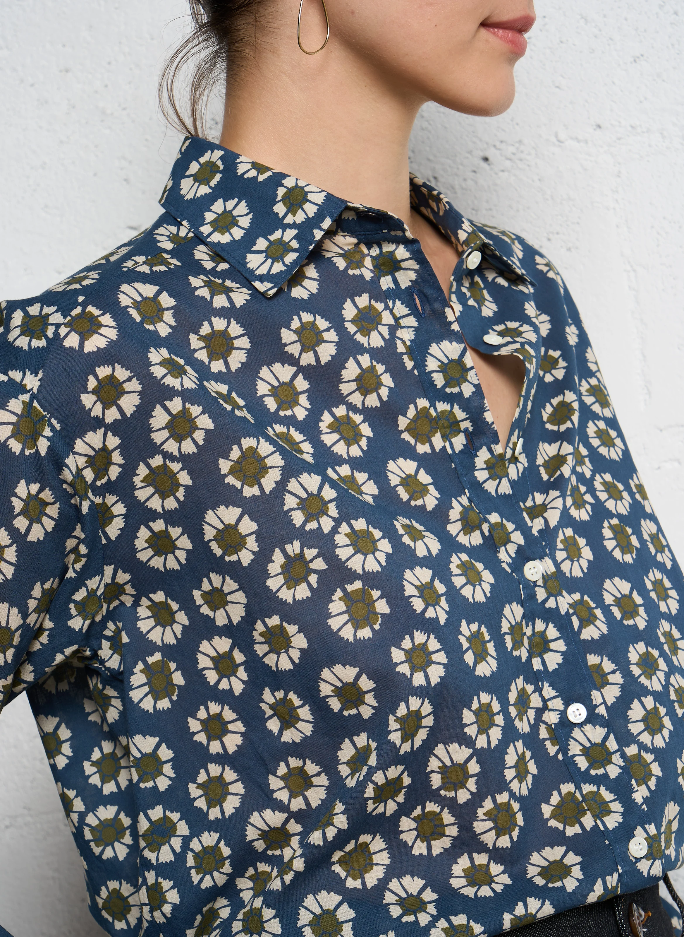 CINEMA - Chemise droite imprimée en coton | Bleu