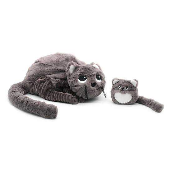 Ptipotos Peluche chat Miaou et son bébé   Gris        32 cm   de               Les Déglingos