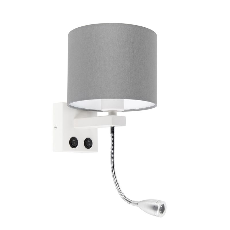 Moderne wandlamp wit met grijze kap - Brescia