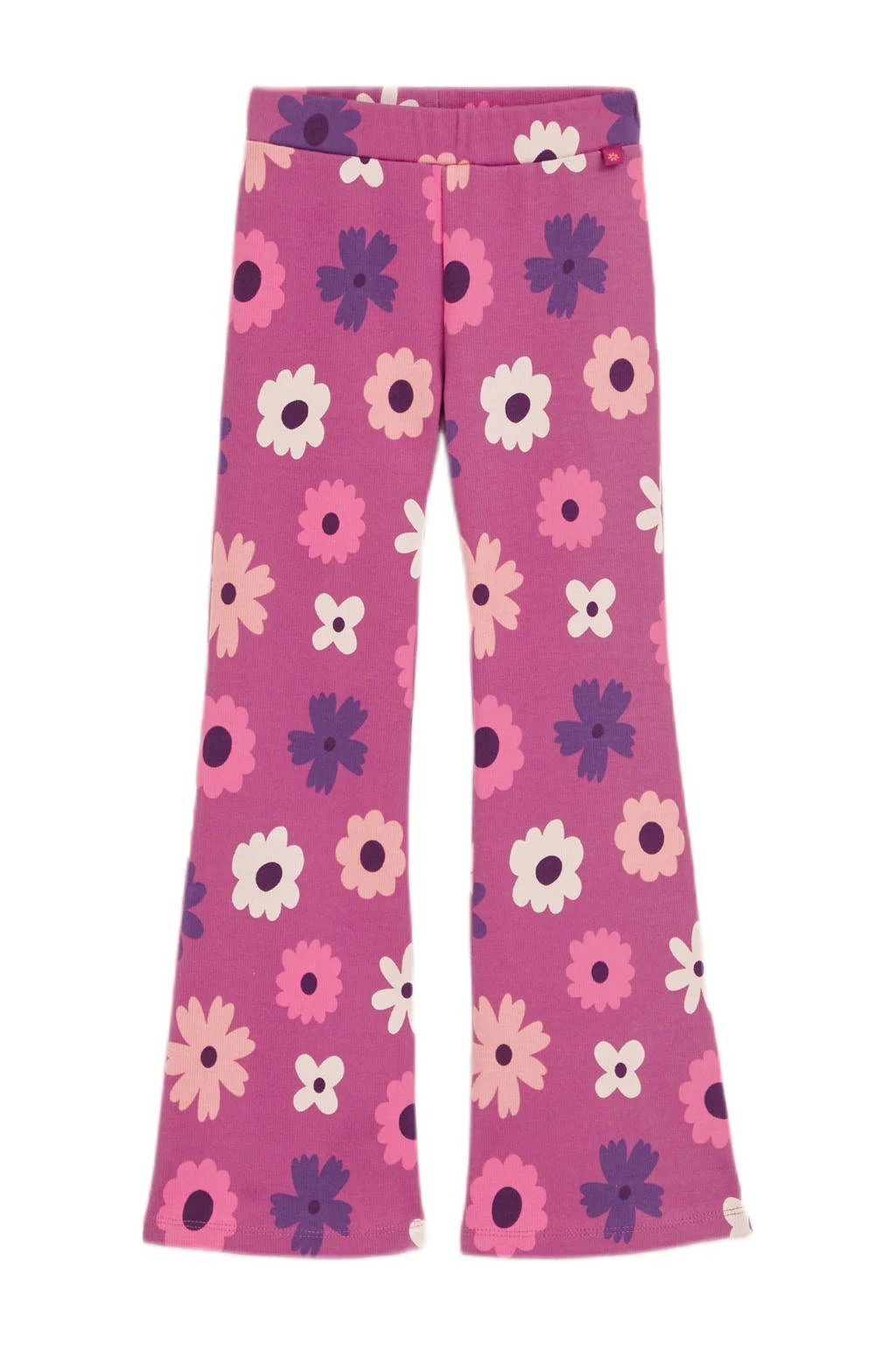 WE Fashion gebloemde broek roze/paars/ecru