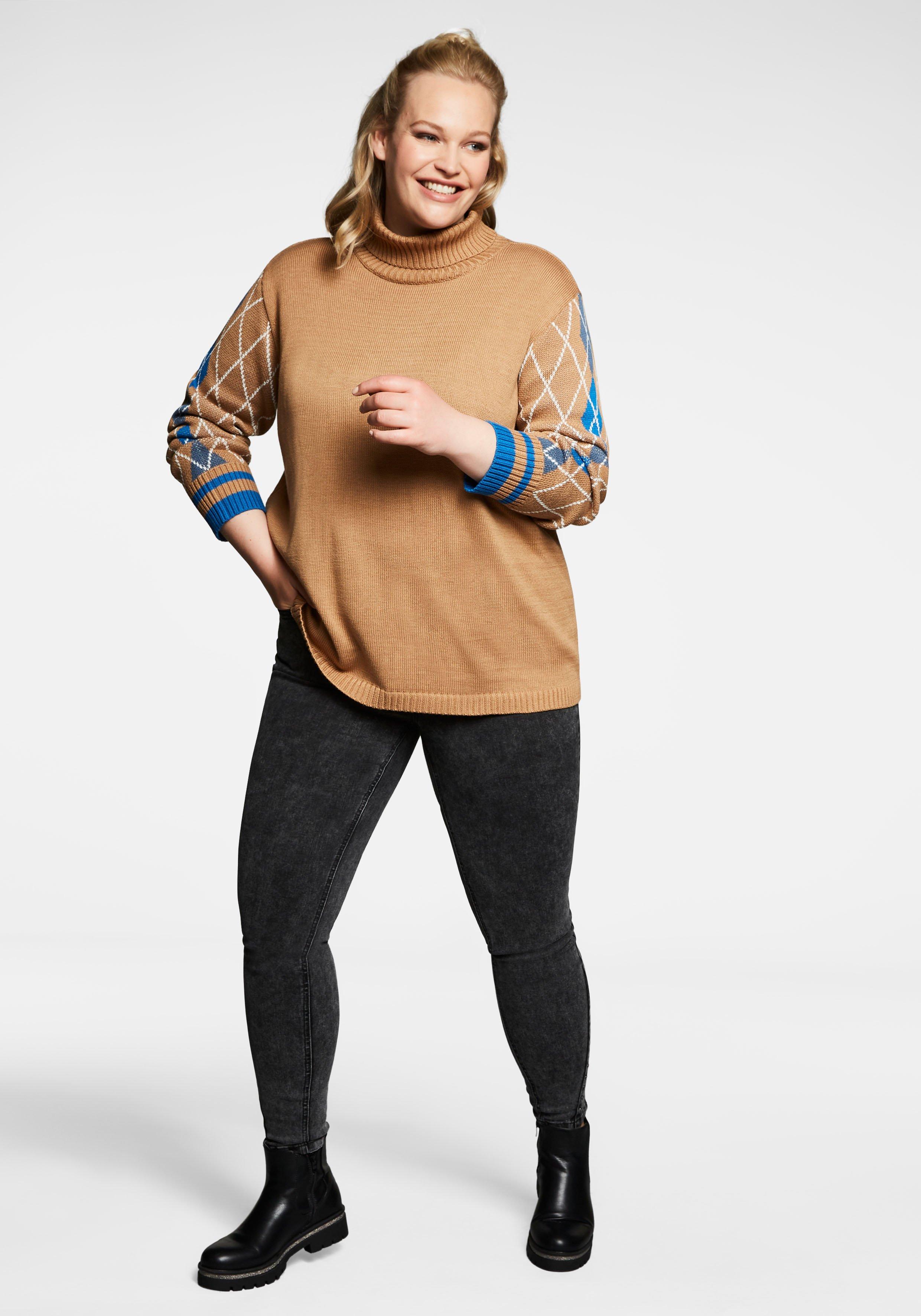 Pullover mit Rollkragen und Rautenmuster