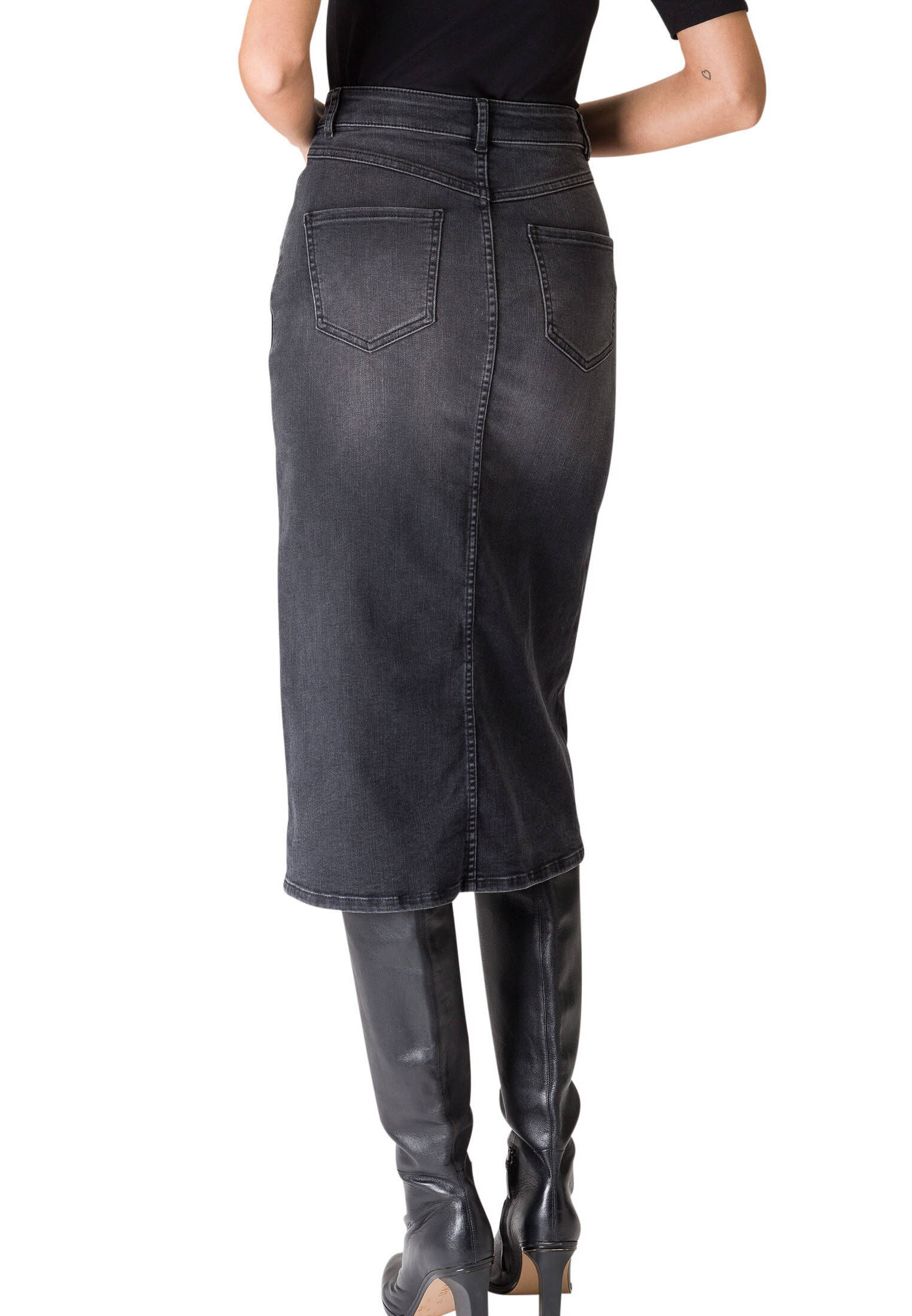zero| Damen Jeansrock mit Schlitz