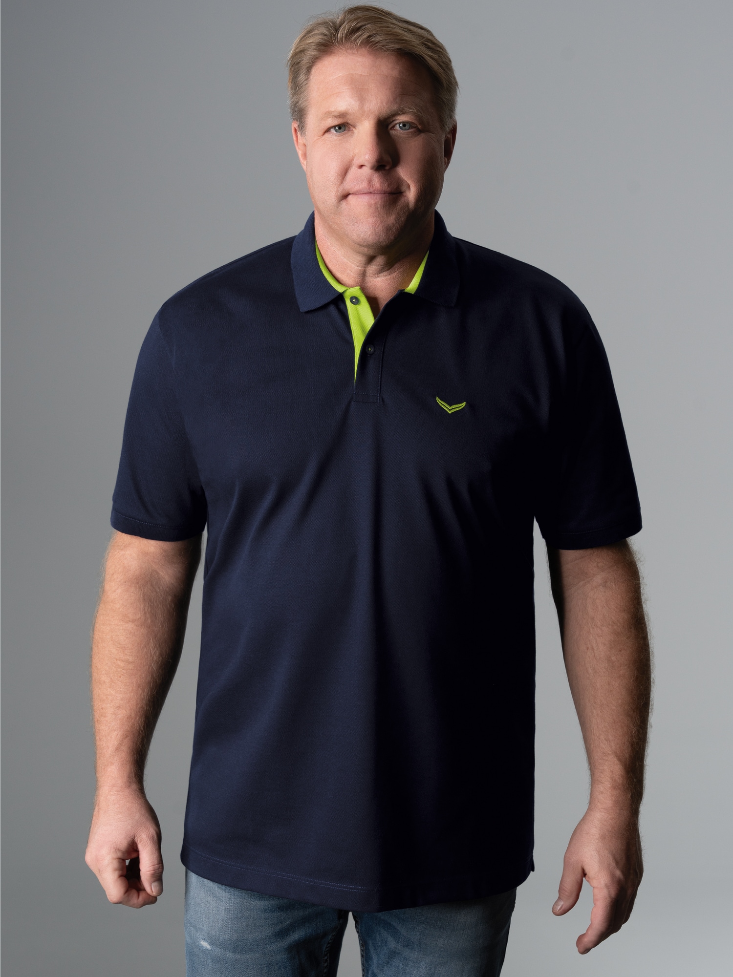 Poloshirt mit Kontrastelementen Navy