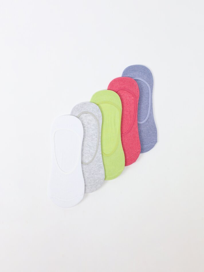 Pacote com 5 pares de meias invisíveis - Fúcsia