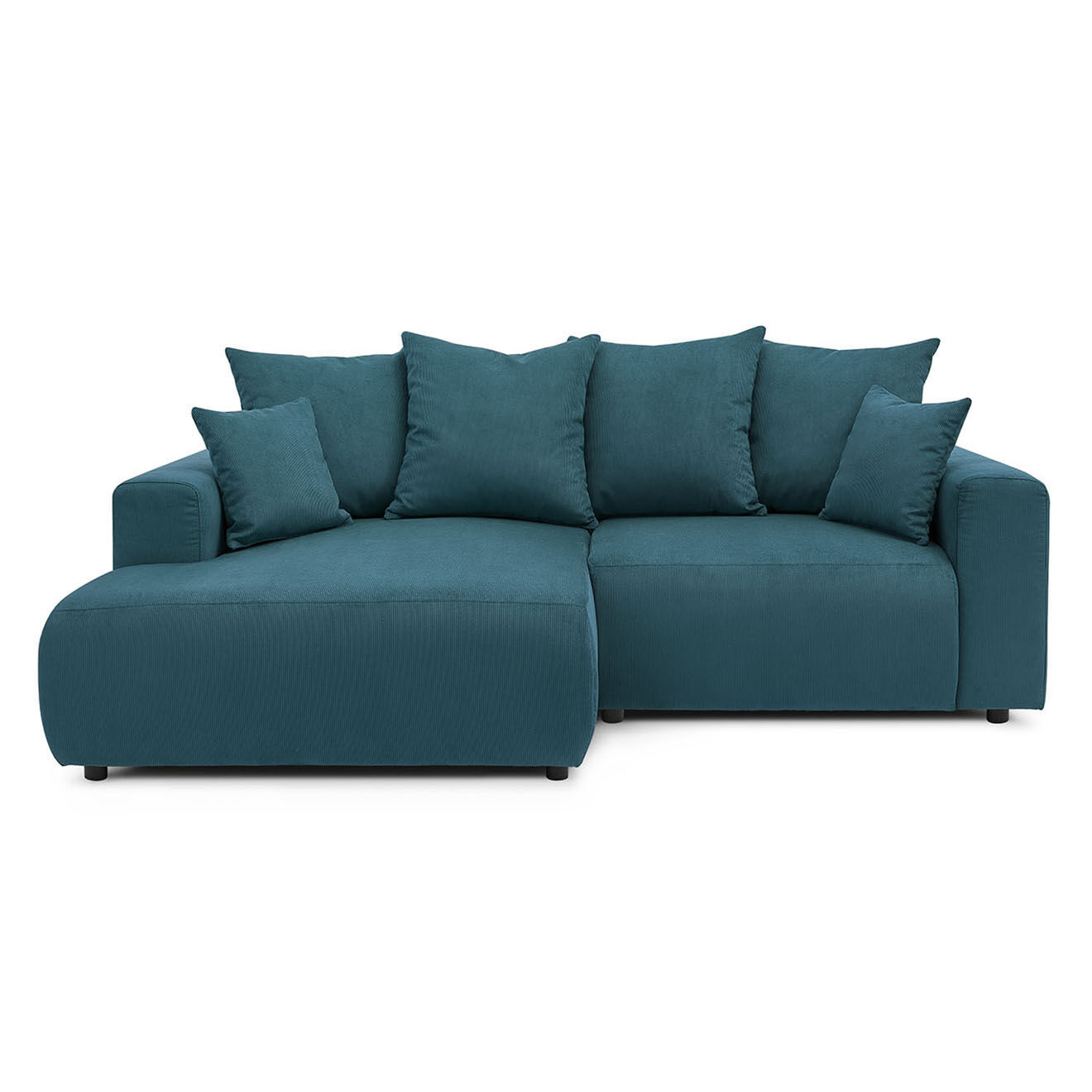 Bobochic Canapé d'angle fixe gauche Enjoy bleu foncé - 237x147x95 cm
