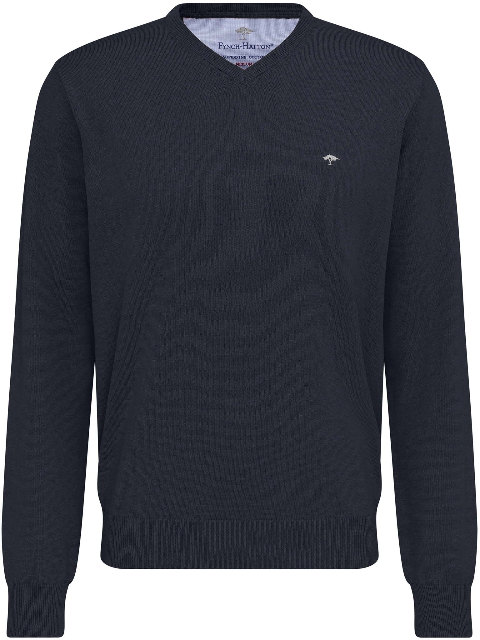 FYNCH-HATTON Strickpullover »FYNCH-HATTON Pullover mit V-Kragen« aus Baumwolle, mit V-Ausschnitt, bequeme Passform