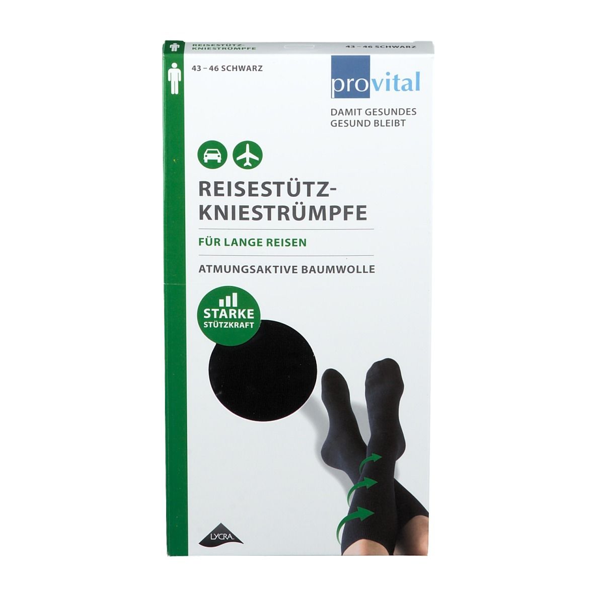 provital Reisekniestrümpfe Gr. 43 - 46 schwarz