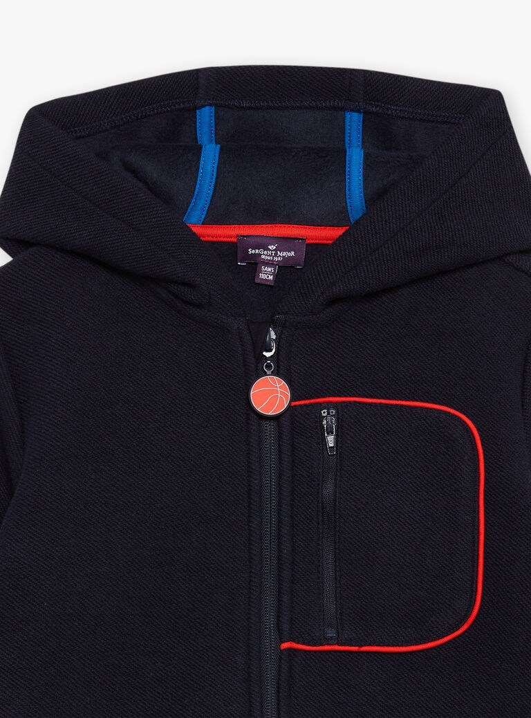 Gilet bleu foncé à capuche