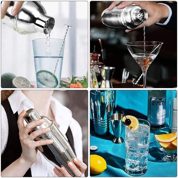 Cocktail Shaker Sett - Rustfritt Stål Sølv 5 Deler