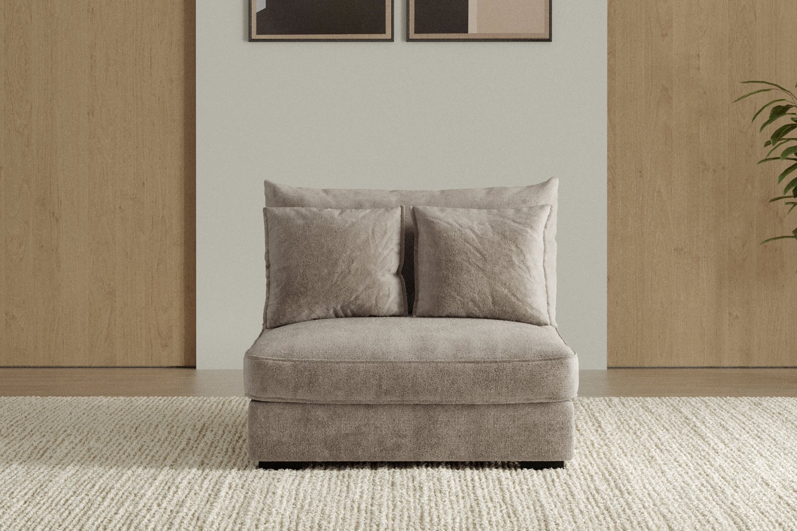 Rossi 1,5-seter stol Tekstil Genesis 4 Beige med sorte ben. Std. Komfort.