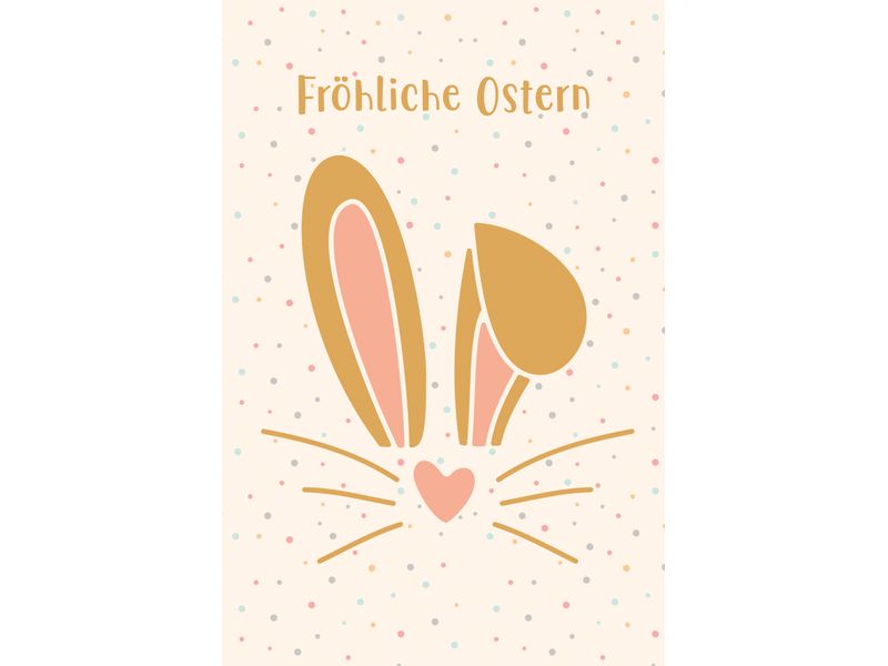 ABC Grusskarte Frohe Ostern , Orange Glückwunschkarte mit Couvert