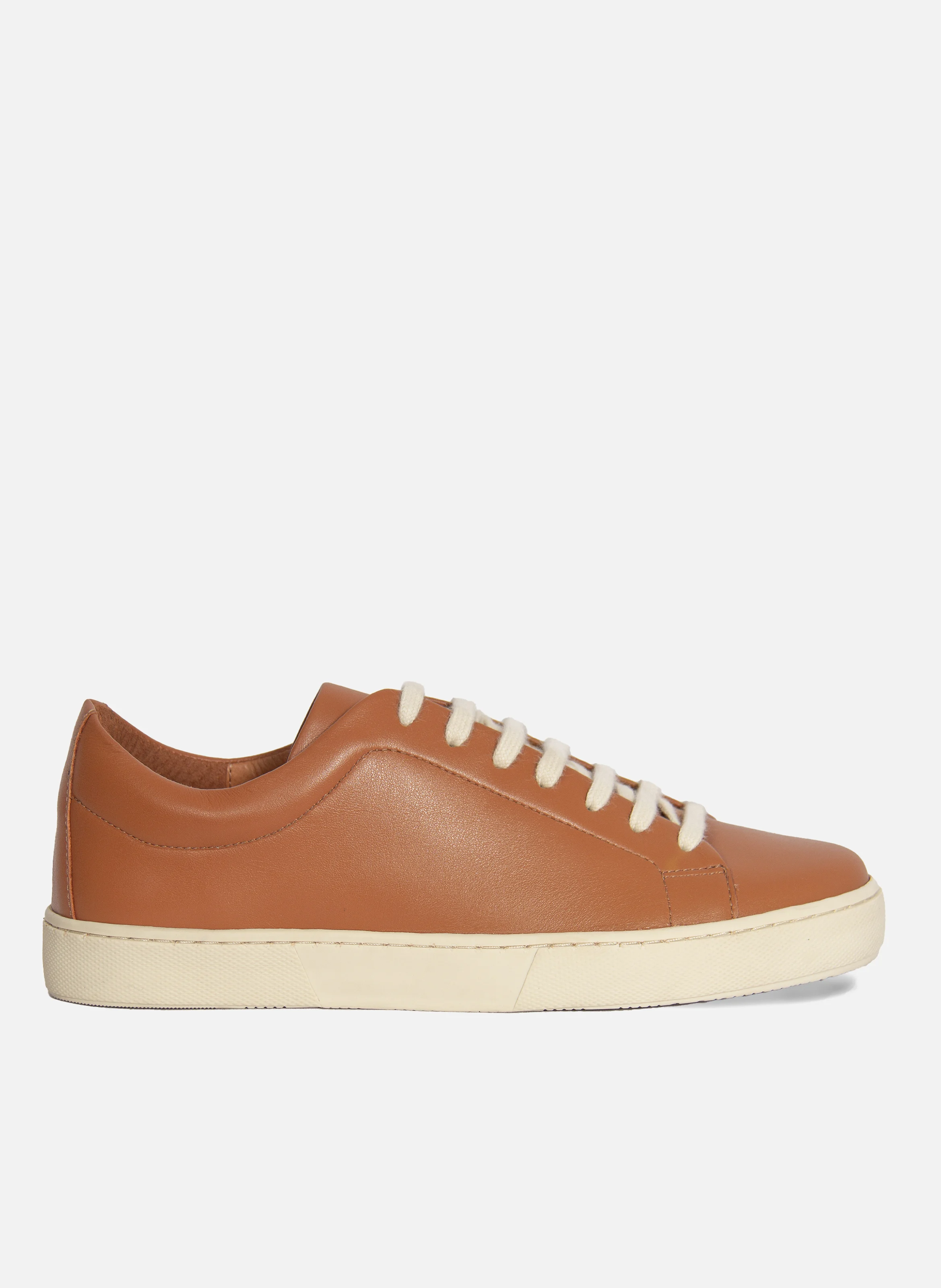 Tennis lacet cuir lisse | Marron
