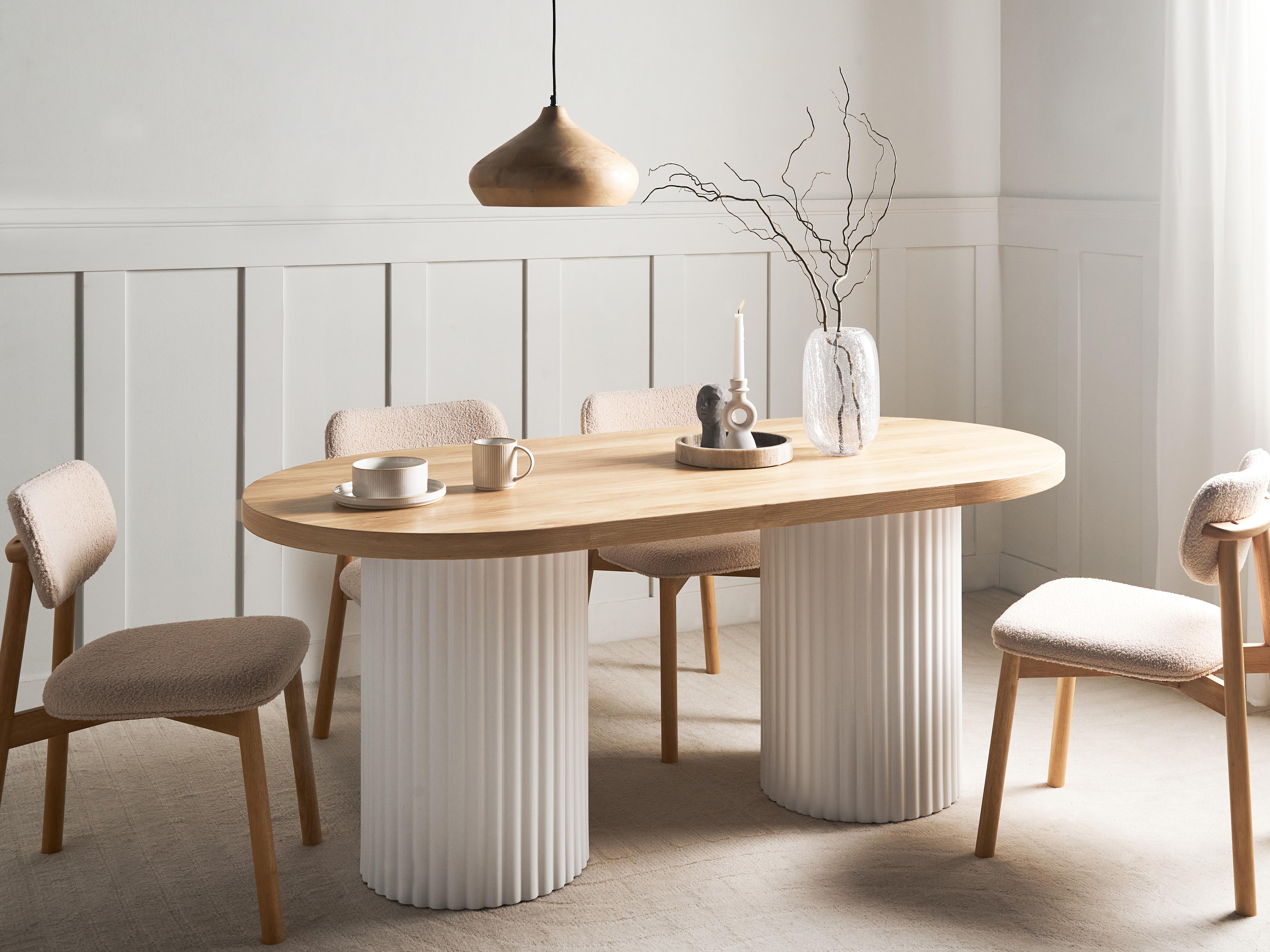 Eettafel SHERIDAN Lichtbruin/wit 90 cm 180 cm