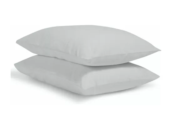 Lot de 2 Taies d'oreiller 100% Percale de coton - Gris clair - 65x65cm