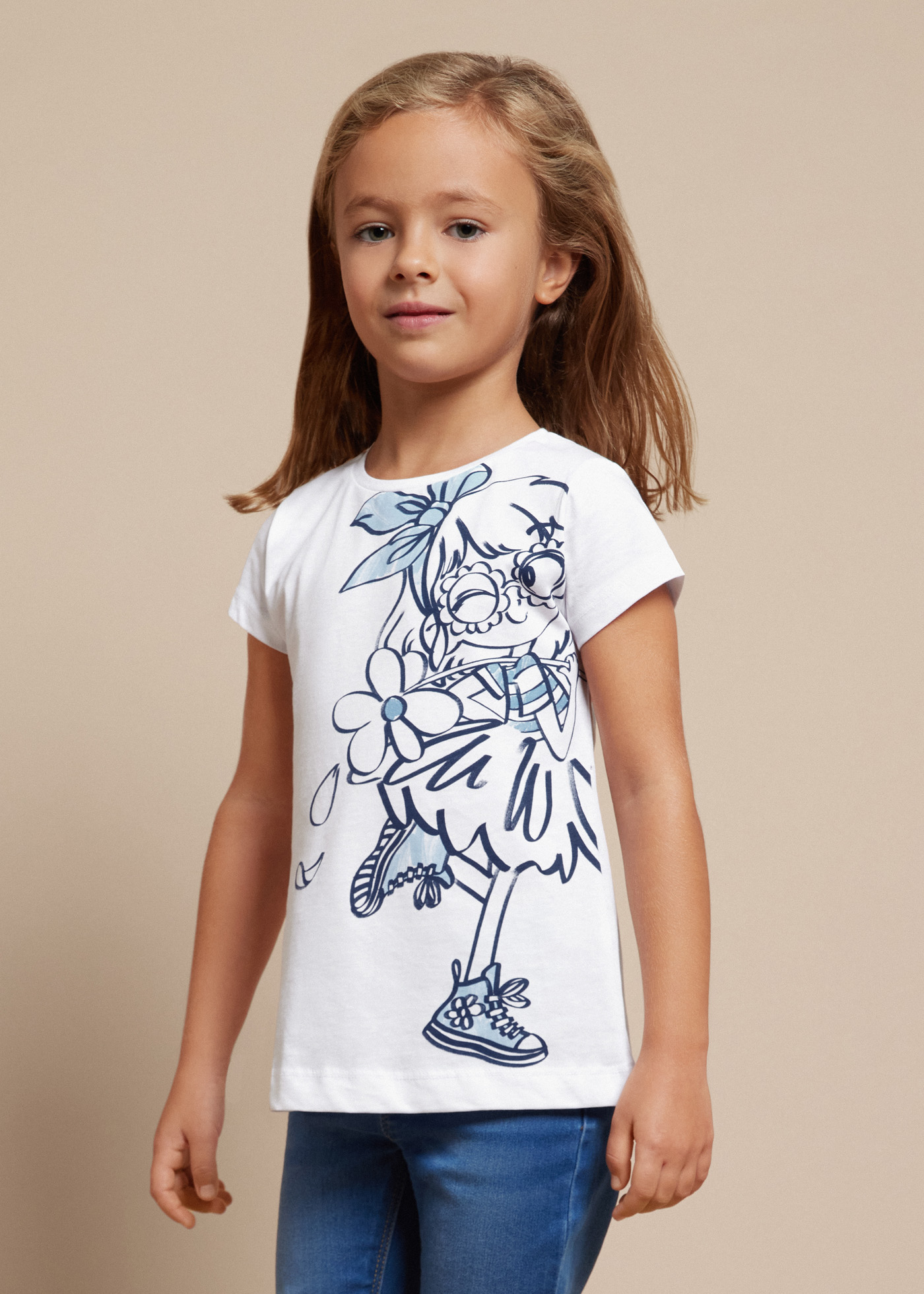 Camiseta estampada Better Cotton para meninas, cor fúcsia.