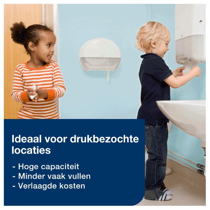 Tork 554000 Dispenser voor grote jumbo wc rollen houder toiletpapier grote maxi jumbo wit (554000)