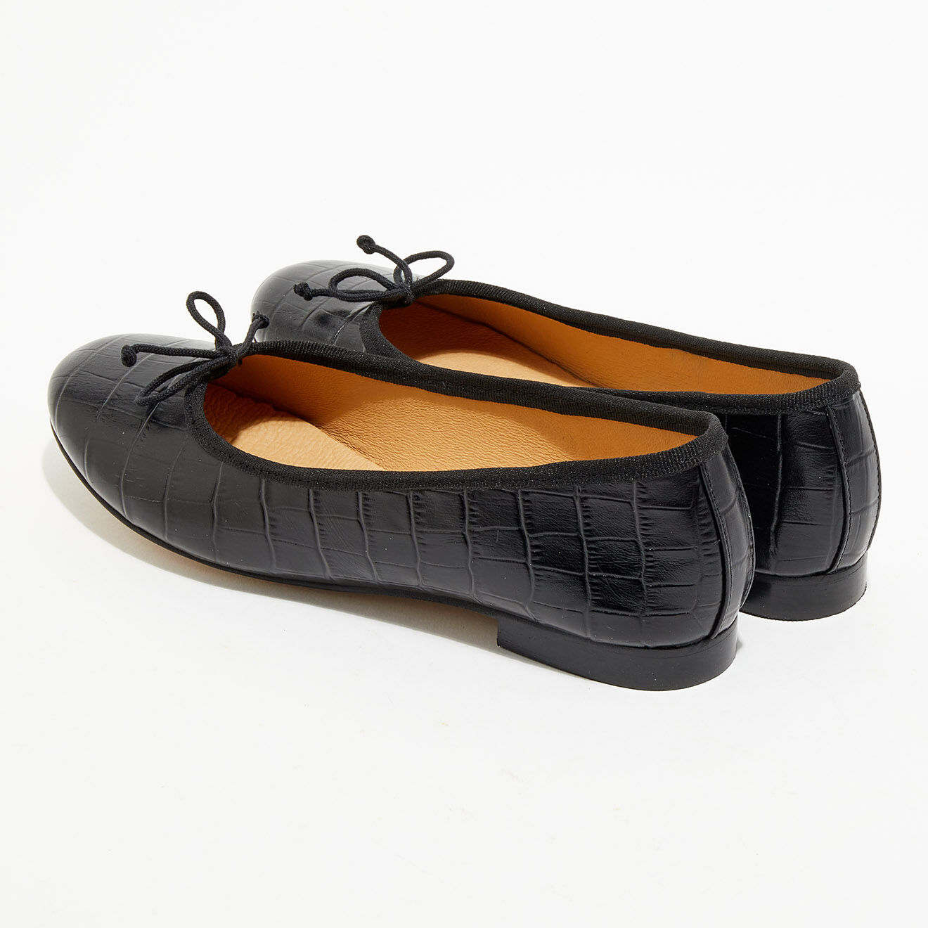 Quartier Latin Ballerines en Cuir Jeanne façon croco noires