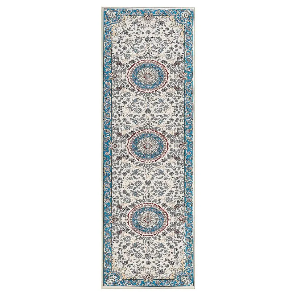 GORDES - Loper tapijt - Beige/Blauw - 80 x 240 cm - Polyester