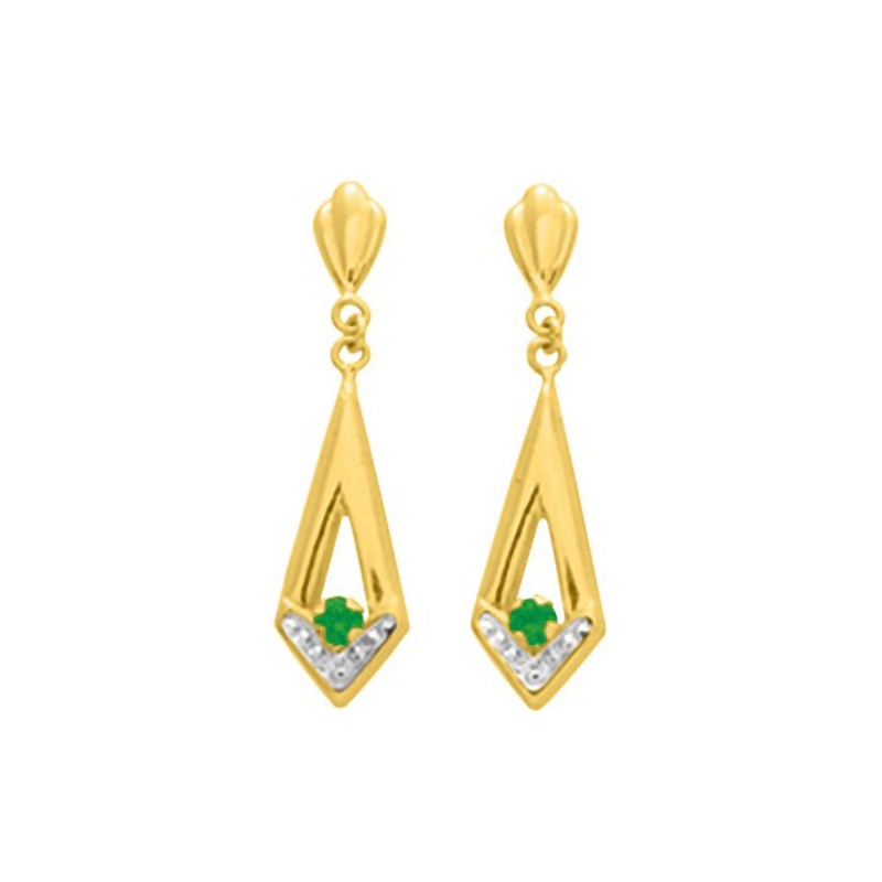 Boucles d'oreilles femme pendantes - émeraude - Or 18 Carats