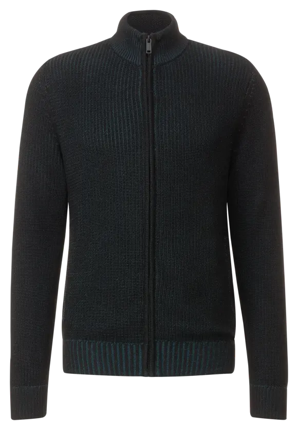 Struktur Cardigan mit Zipper - Black