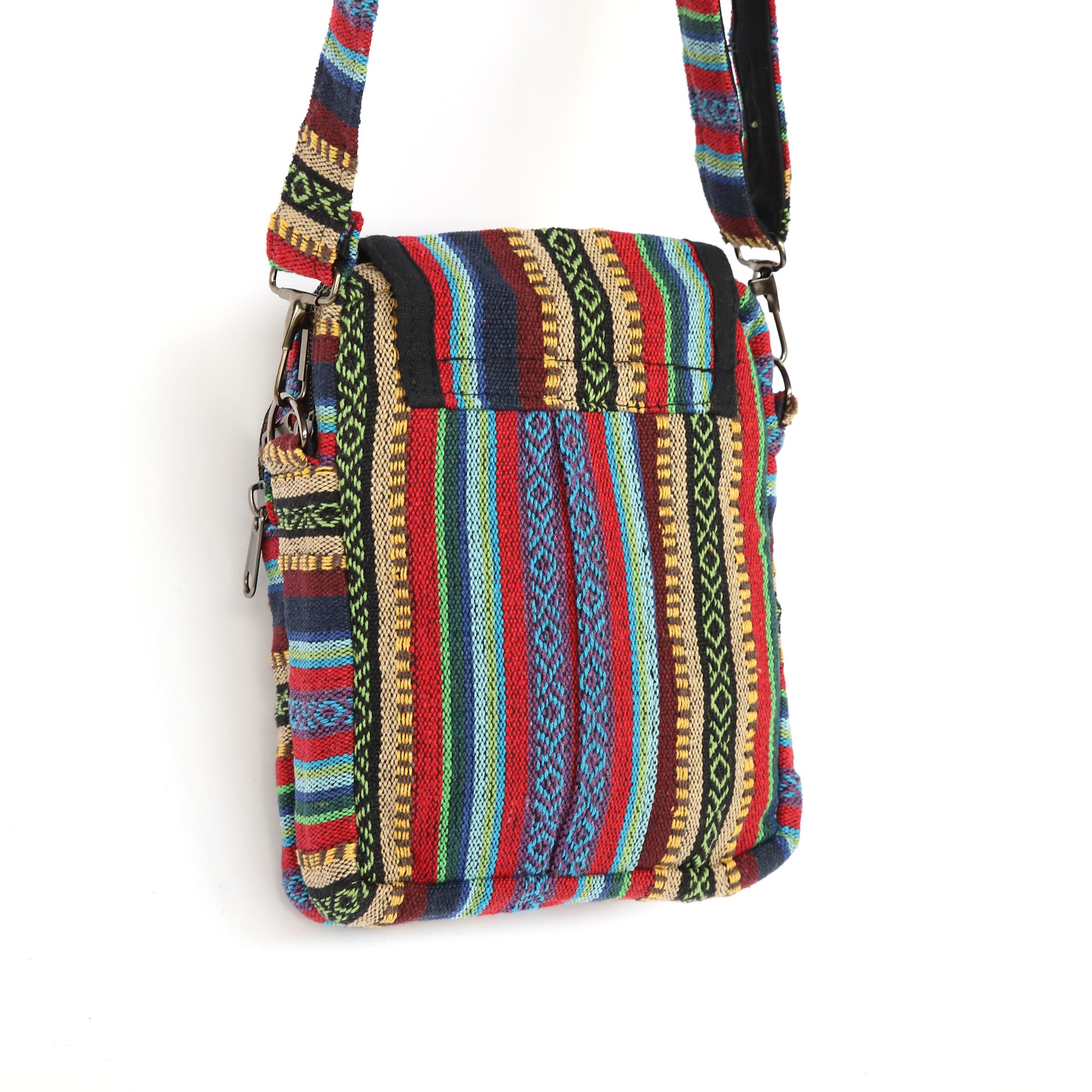 Umhängetasche aus Baumwolljacquard, blau-rot, H 22 cm, B 15 cm, L 7 cm günstig bestellen
