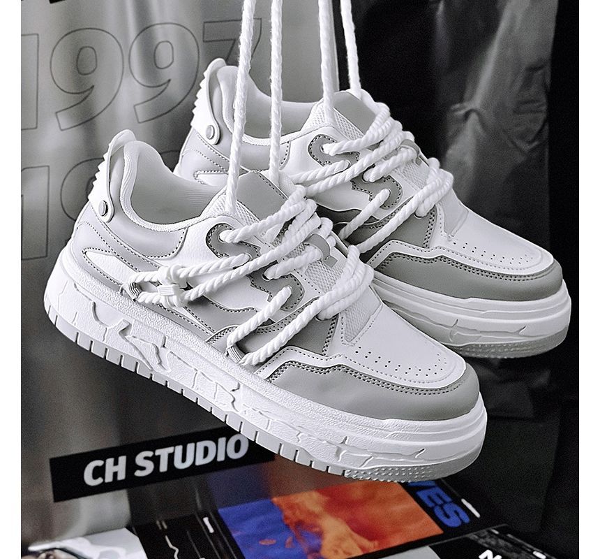 Tanzanite - Tweekleurige platform canvas sneakers
