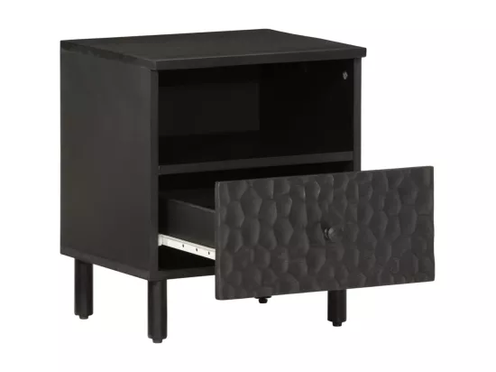 Prolenta Premium - Table de chevet noir 40x33x46 cm bois de manguier solide