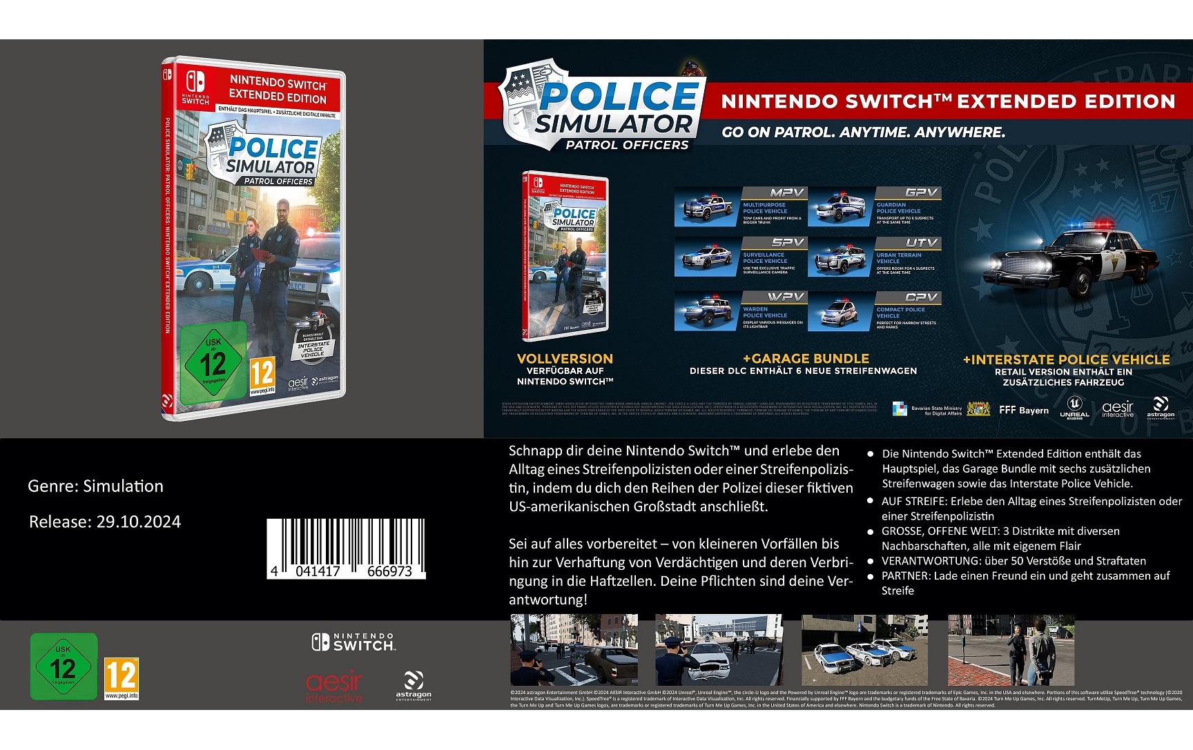 Police Simulator: Patrol Officers Extended EditionEngagieren Sie sich im Polizeidienst dieser fiktiven Grossstadt, Switch