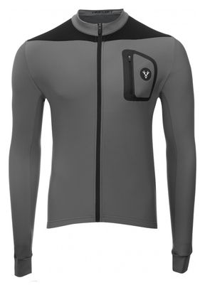 Maillot Manches Longues Gravel LeBram Parpaillon Gris Coupe Ajustée