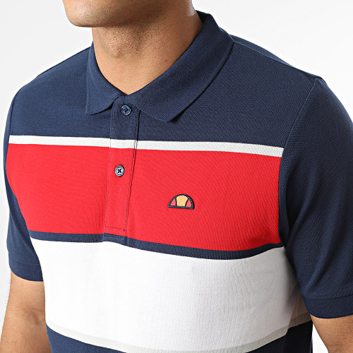 Polo Manches Courtes Horiz Bleu Marine Blanc Rouge