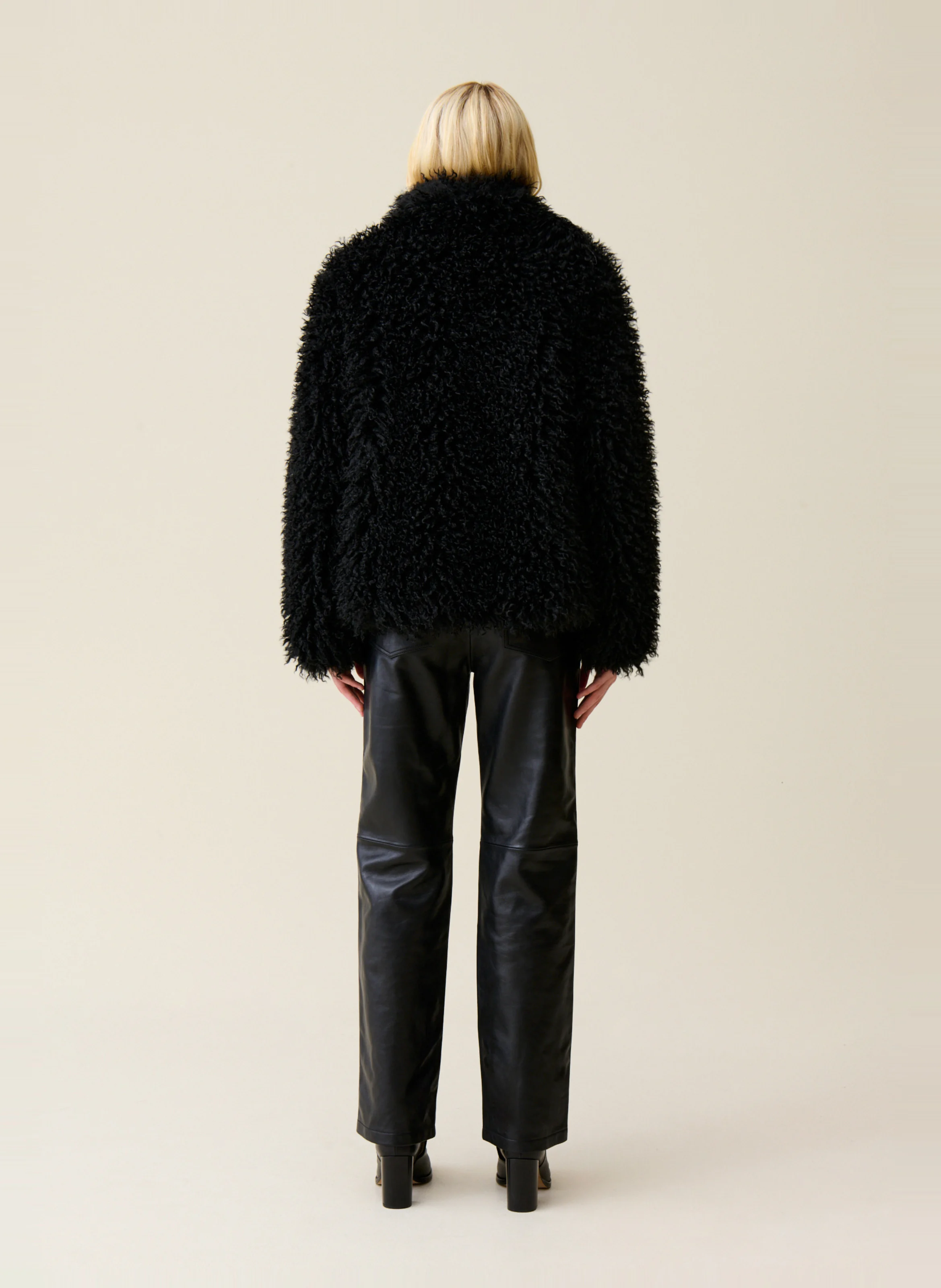 Manteau ample effet fourrure | Noir