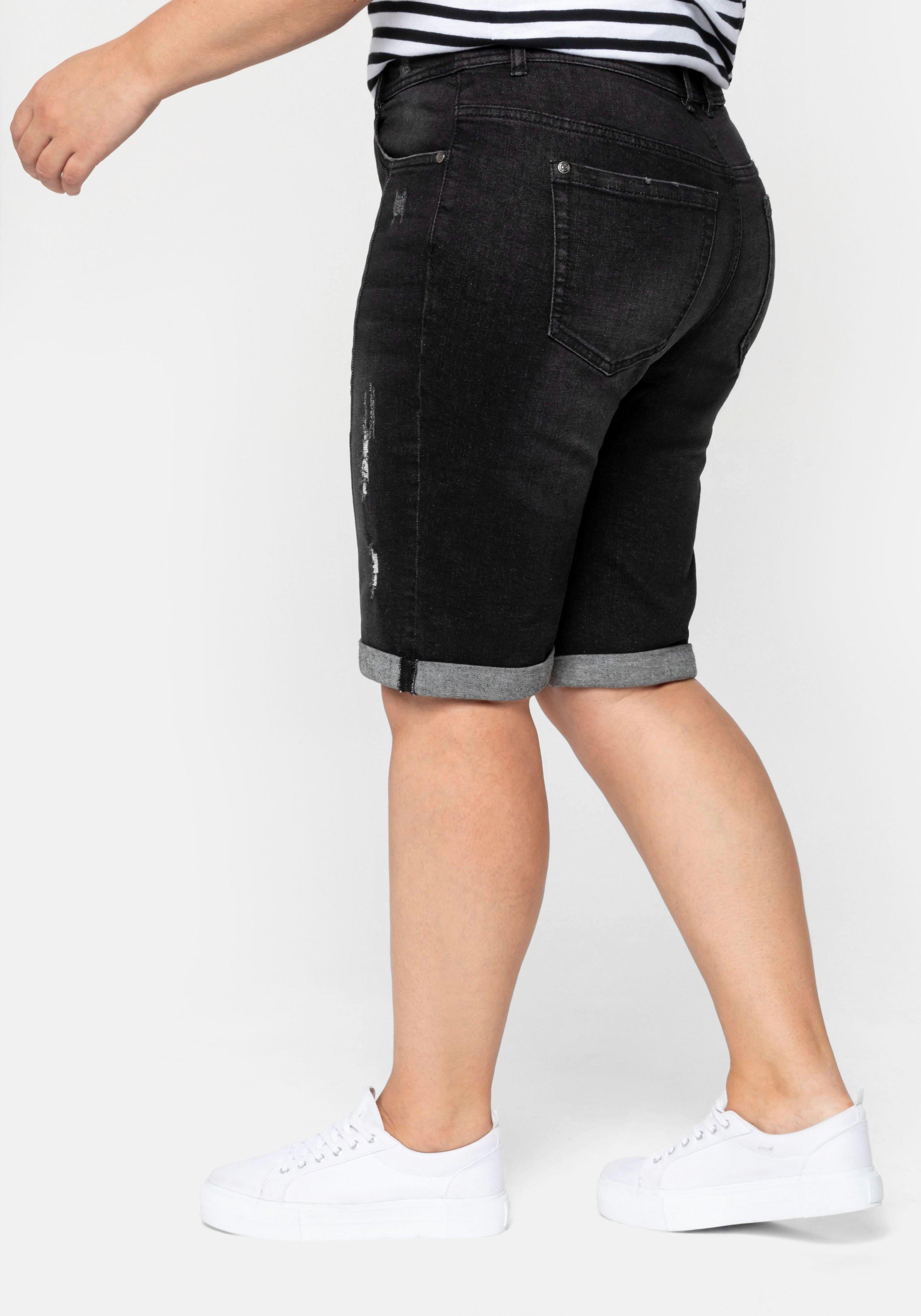 Jeansbermudas im Used-Look