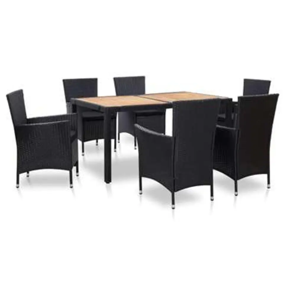 vidaXL - Tuinset - Zwart - Poly rattan - 150 cm tafellengte