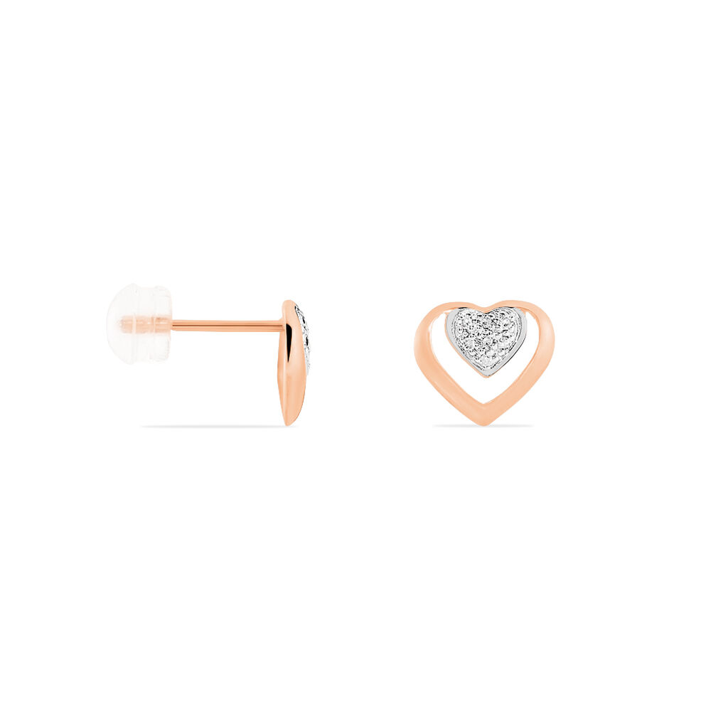 Boucles D'oreilles Puces Liana Or Rose Diamant