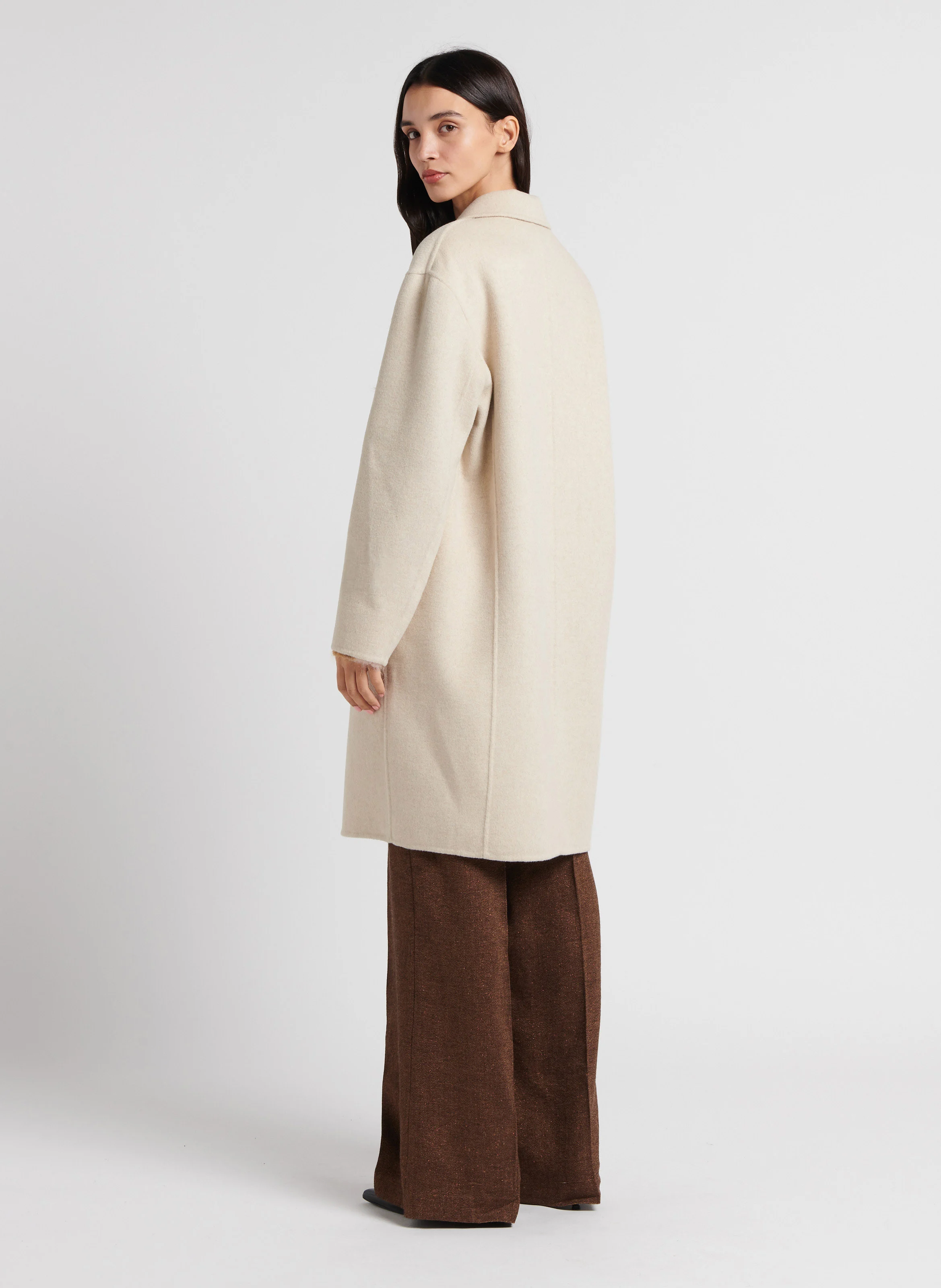 FAGGIO - Manteau droit col tailleur en laine mélangée | Beige