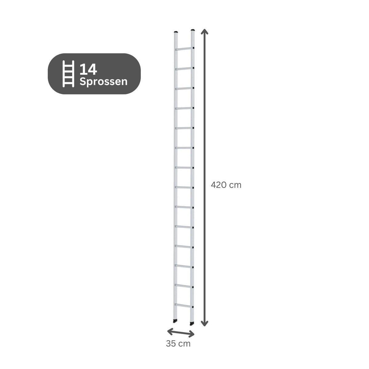 PROREGAL sportschuifladder 350 mm breed zonder dwarsbalk, 14 sporten