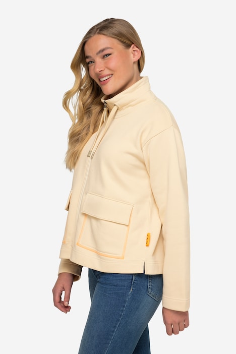 Sweatjacke, Stehkragen, Rücken-Print, Zipper, OEKO-TEX