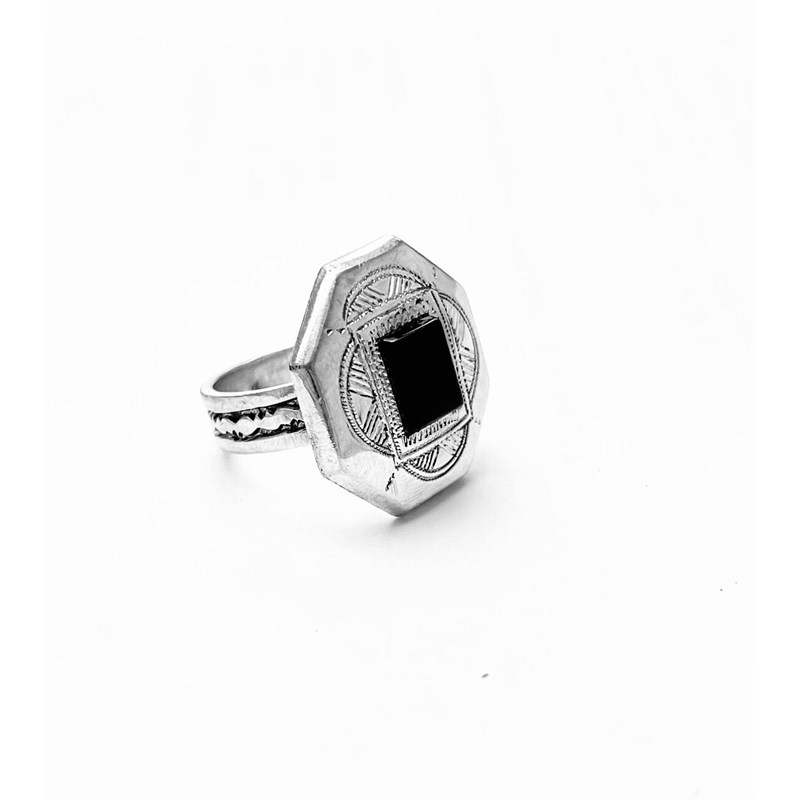 Bague touareg agate noire